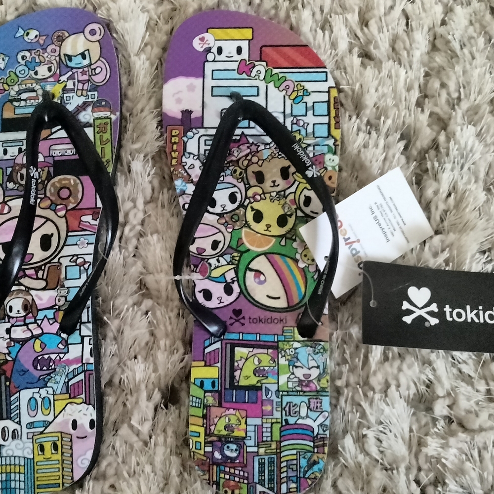 Tokidoki Colorful Cartoon Flip Flops - Picture 9 of 13